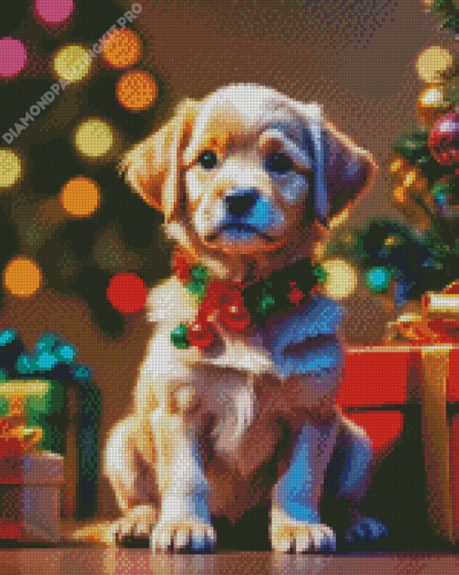 Christmas Puppy Diamond Painting