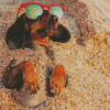 Dachshund At Beach Diamond Painting