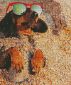 Dachshund At Beach Diamond Painting