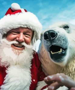 Polar Bears And Santa Diamond Painting