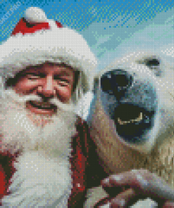 Polar Bears And Santa Diamond Painting