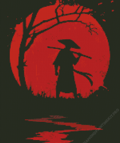 Red Moon Ninja Diamond Painting