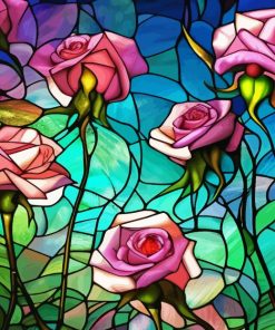 Rose With Stained Glass Diamond Painting