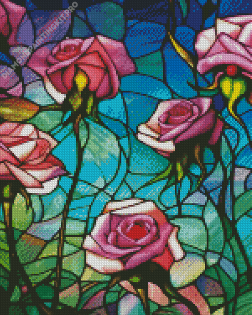 Rose With Stained Glass Diamond Painting