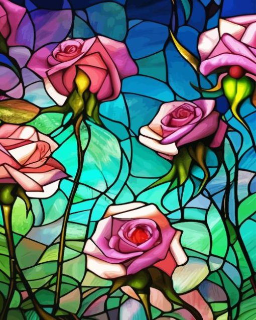 Rose With Stained Glass Diamond Painting