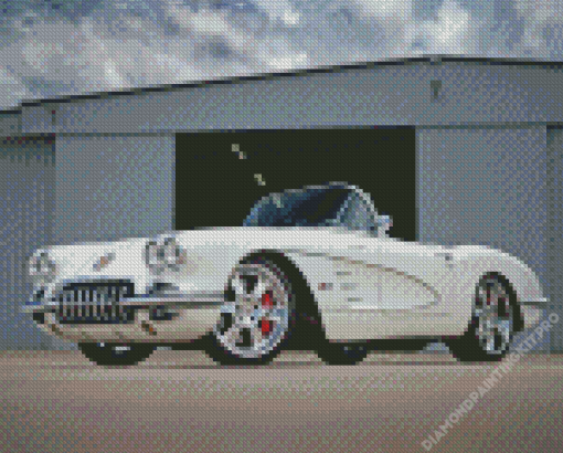 White 1960 Corvette Diamond Painting
