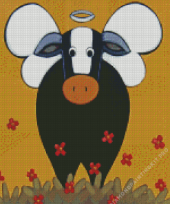 Folk Cow Diamond Painting