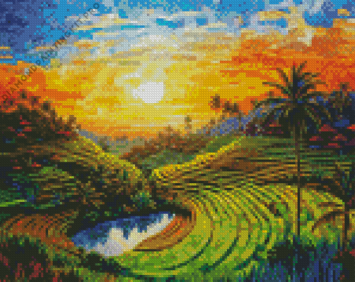 Sunrise Rice Terraces Diamond Painting