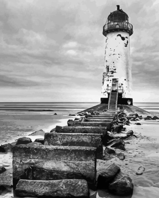 Black and White Lighthouse Diamond Painting