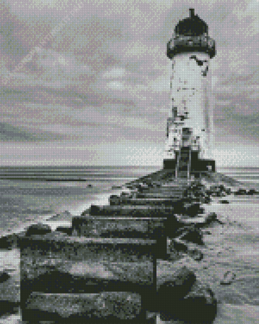 Black and White Lighthouse Diamond Painting