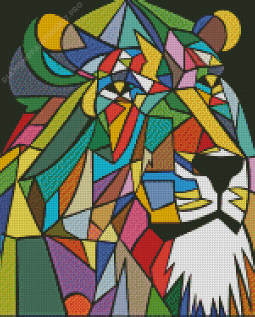 Geometric Cubism Lion Diamond Painting