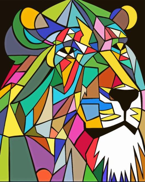 Geometric Cubism Lion Diamond Painting