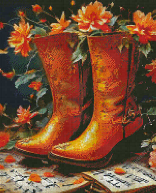 Vintage Cowgirl Boot Diamond Painting