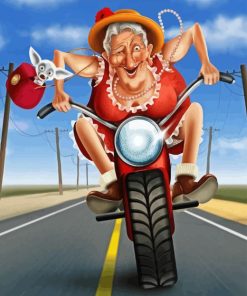 Old Lady On Motorcycle Diamond Painting