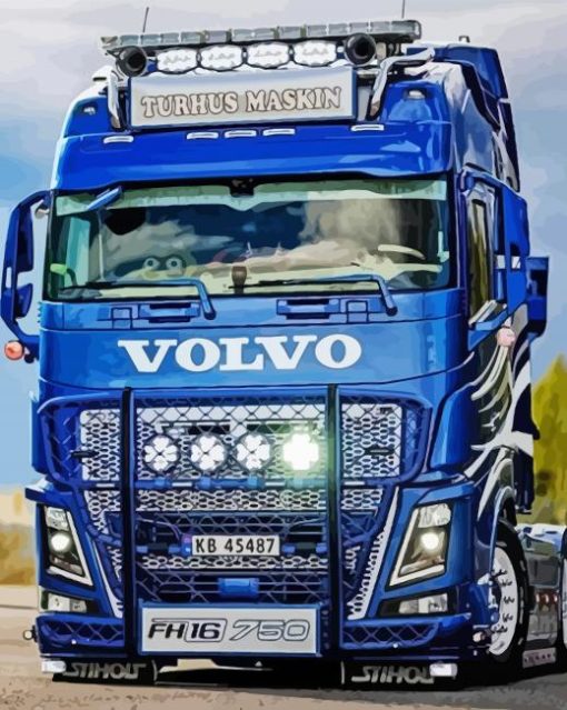 Blue Volvo Truck Diamond Painting