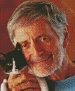 Old Man And kitten Diamond Painting