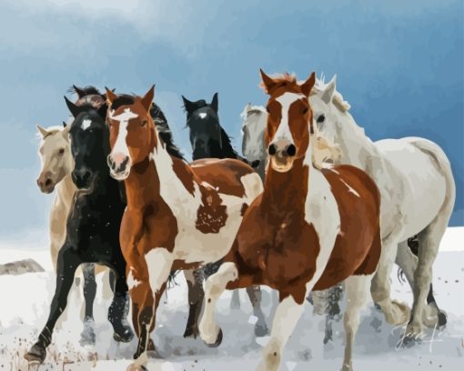 Horses Snow Diamond Painting