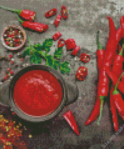 Hot Peppers Sauce Diamond Painting