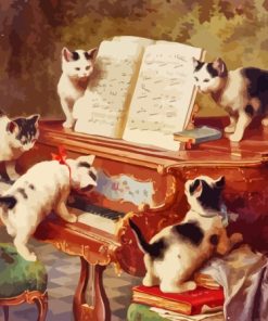 Cats on Piano Diamond Painting