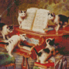 Cats on Piano Diamond Painting