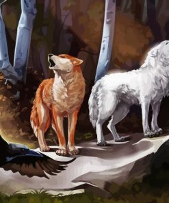 Wolves and Raven Diamond Painting