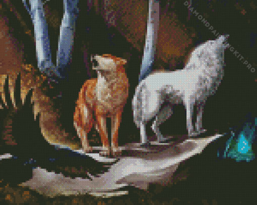 Wolves and Raven Diamond Painting