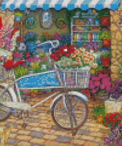 Bicycle at The Flowers Shop Diamond Painting