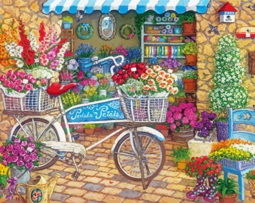 Bicycle at The Flowers Shop Diamond Painting