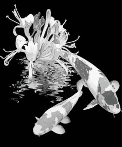 Black and White Koi Fishes Diamond Painting