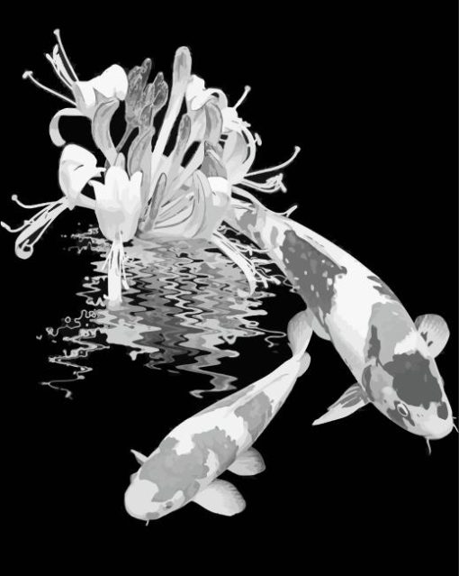 Black and White Koi Fishes Diamond Painting