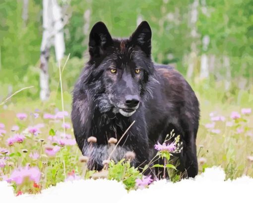 Black Wild Wolf Diamond Painting