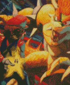 Bowser and Mario Abstract Art Diamond Painting