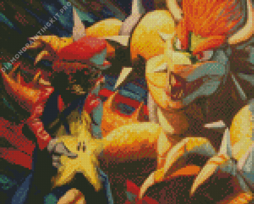 Bowser and Mario Abstract Art Diamond Painting