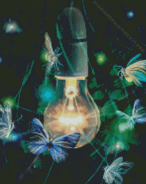 Butterflies and Light Bulb Diamond Painting