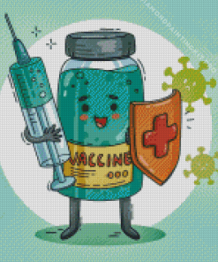 Cartoon Vaccine Art Diamond Painting