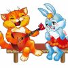 Cat and Bunny Singing Diamond Painting