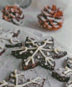 Chocolate Snowflake Cookies Diamond Painting