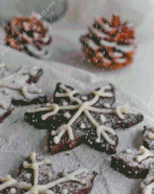 Chocolate Snowflake Cookies Diamond Painting