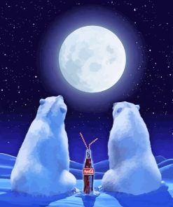 Coca Cola Bears Watching the Moon Diamond Painting