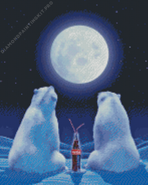 Coca Cola Bears Watching the Moon Diamond Painting