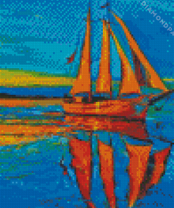 Coulrful Sea and Boat Diamond Painting