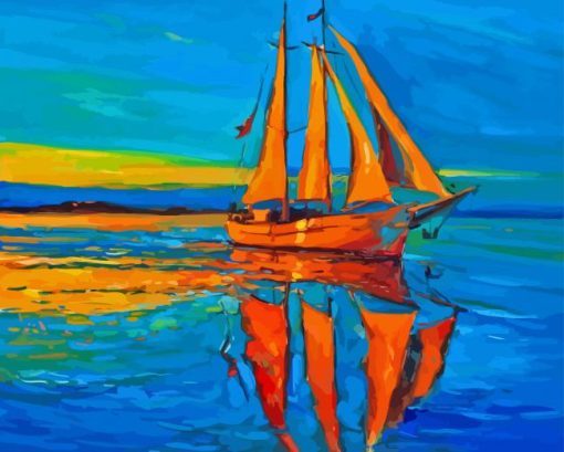 Coulrful Sea and Boat Diamond Painting