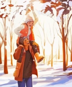 Couple in Snow Diamond Painting