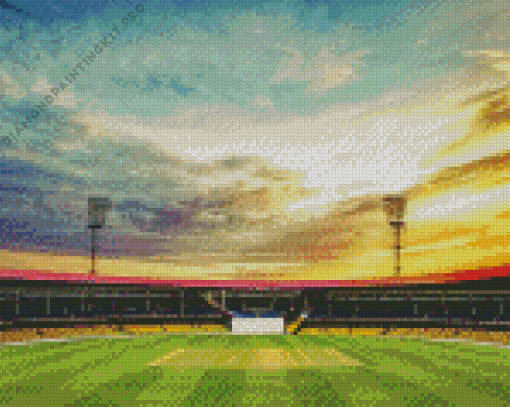 Cricket Stadium Ground at Sunset Diamond Painting