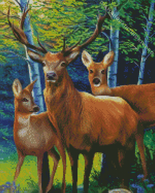 Deer Family Diamond Painting