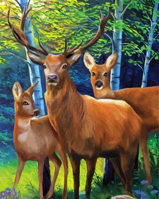 Deer Family Diamond Painting