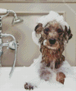 Dog Bathing Diamond Painting