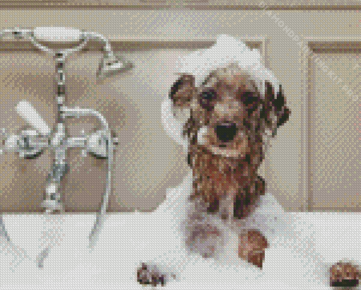 Dog Bathing Diamond Painting