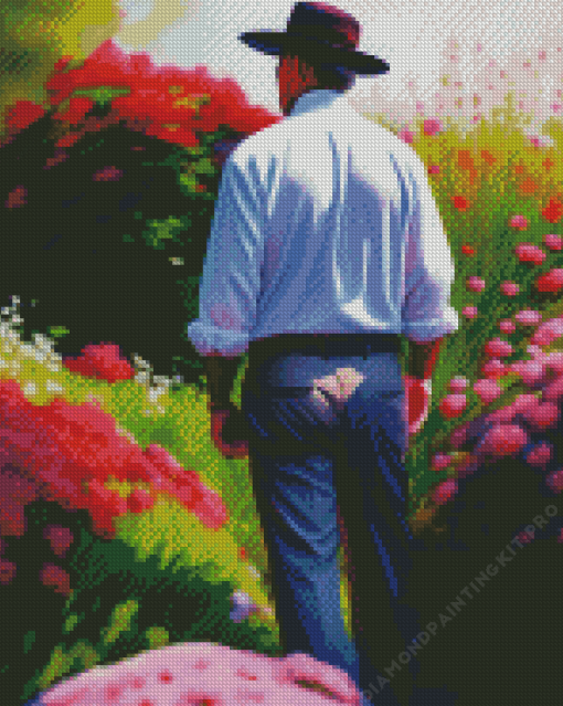 Gardener and Flowers Diamond Painting