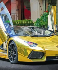 Golden Lamborghini Diamond Painting